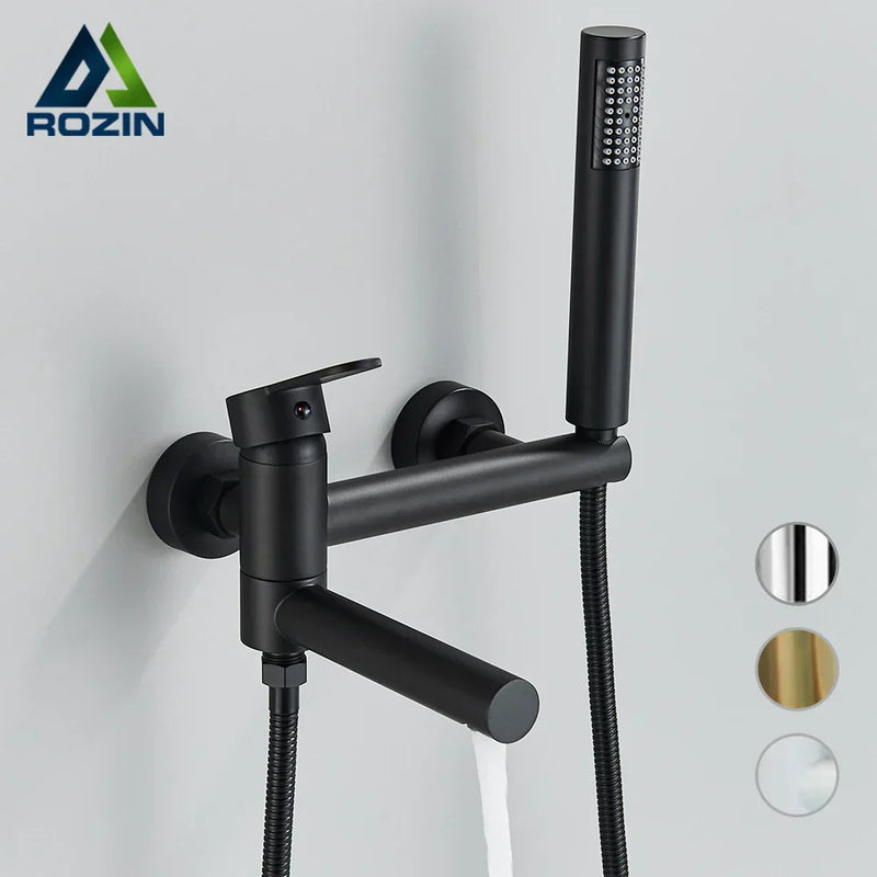 ™ Gold Bathtub Faucet with Swivel Tub Spout & Full Shower Set.