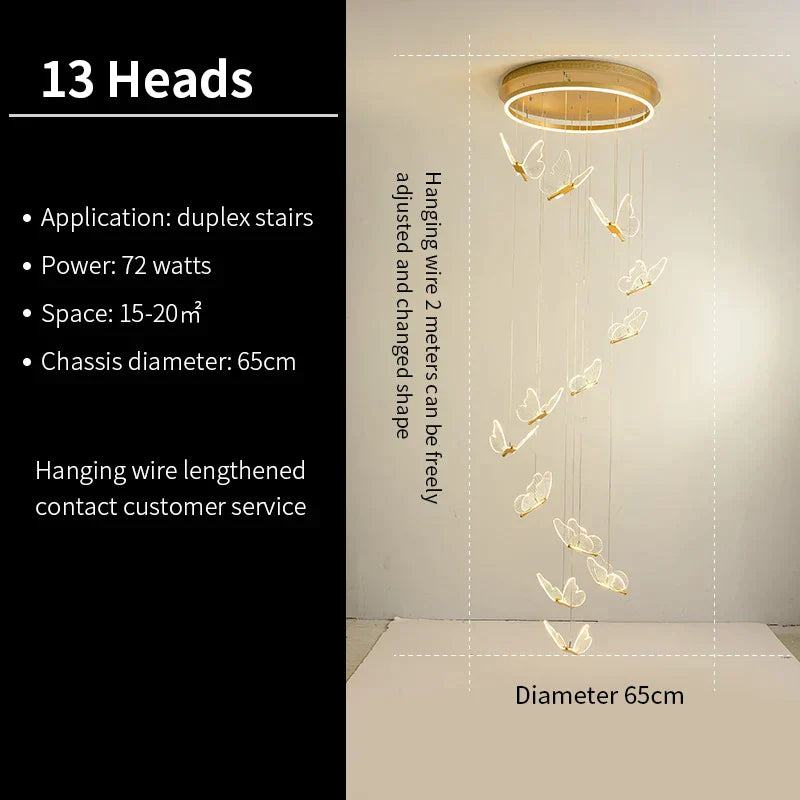 DecorBites™ Butterfly Staircase Pendant Lights Loft Style Lamps