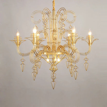 DecorBites™ Baroque Black White Iron Designer LED Chandelier for Foyer