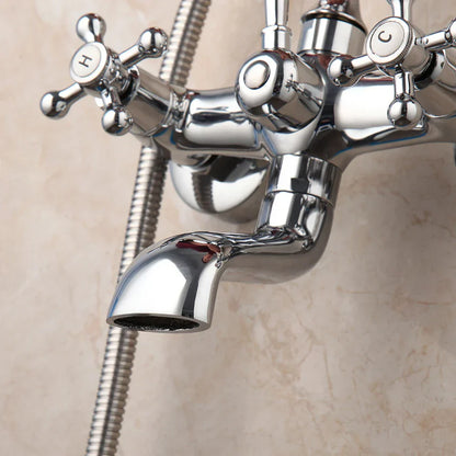 DecorBites™ Brass Bathroom Faucet Set with Hand Shower - Wall Mounted Chrome Water Mixer
