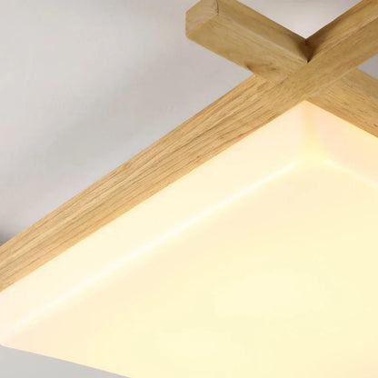 DecorBites™ Japanese Wood Ceiling Light Tatami Lamp Flush Mount Living Room Bedroom Square