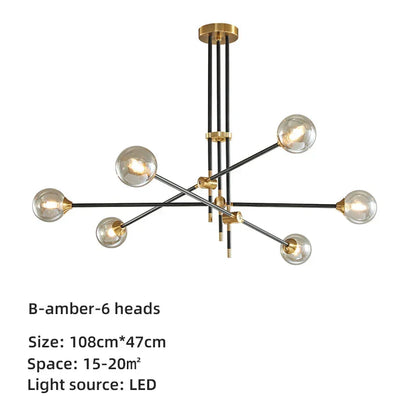 DecorBites™ Geometric Glass Ball Chandelier: Post-modern LED Pendant Lights for Stylish Decor