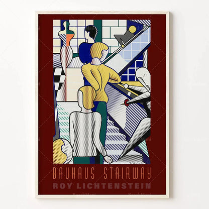 DecorBites™ Bauhaus Stairs Canvas Print | Retro School Poster for Living Room Decor