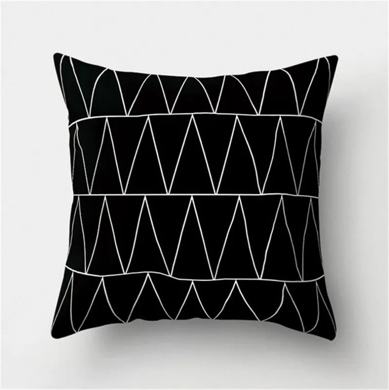 DecorBites™ Black White Flocking Pillowcase 45*45cm Fashion Living Room Sofa Cushion