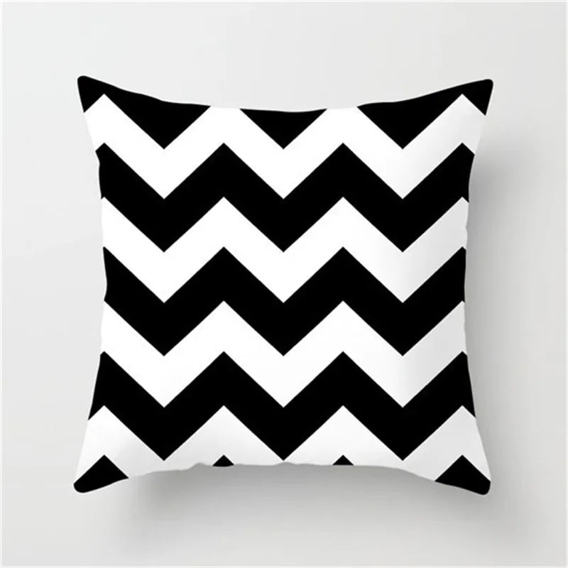 DecorBites™ Black White Flocking Pillowcase 45*45cm Fashion Living Room Sofa Cushion