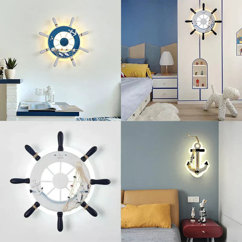 ™ Kids LED Ship Rudder Wall Light - Mediterranean Decor Ocean Theme