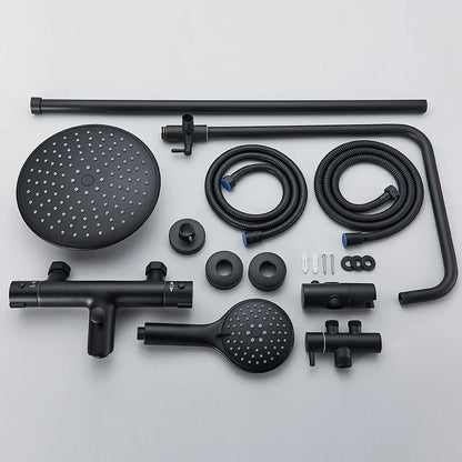 DecorBites™ Black Thermostatic Shower Faucet Set Chrome Wall Mount Rainfall Mixer Tap