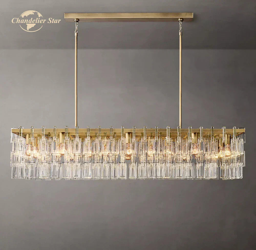DecorBites™ Black Marignan K9 Crystal Rectangular Chandelier for Living Dining Room