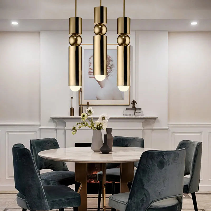 ™ Golden Cylinder Pipe LED Pendant Light - Modern Nordic Design