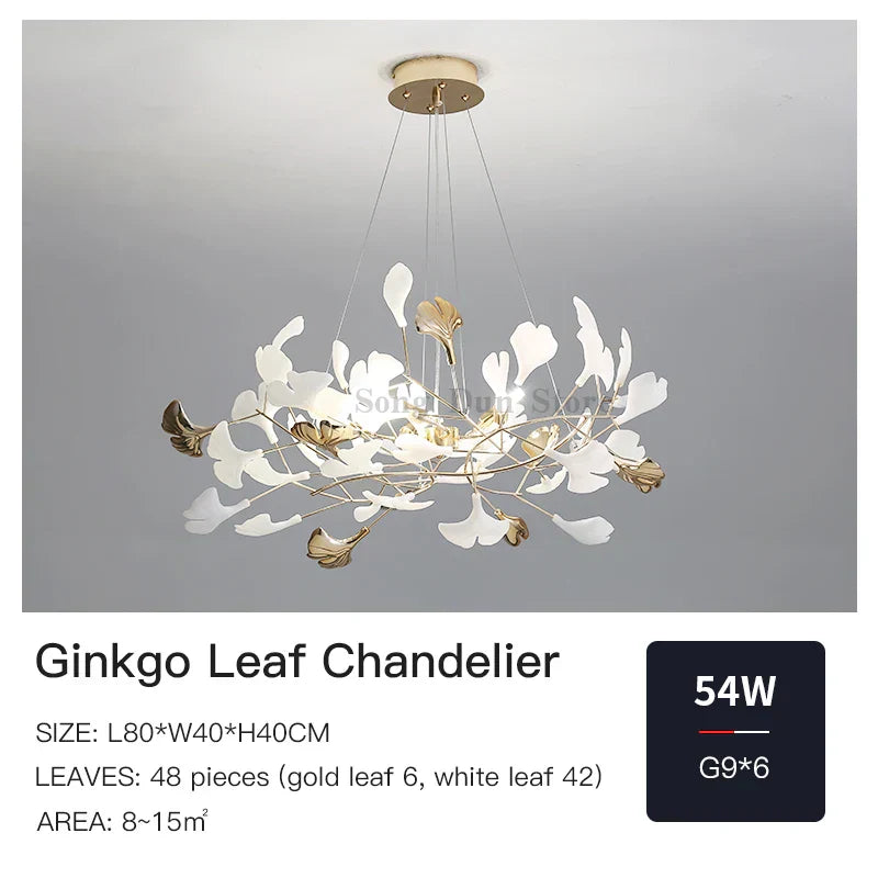 DecorBites™ Ginkgo Leaf Decor Chandelier - Nordic Fine Flower Art Light for Living Room