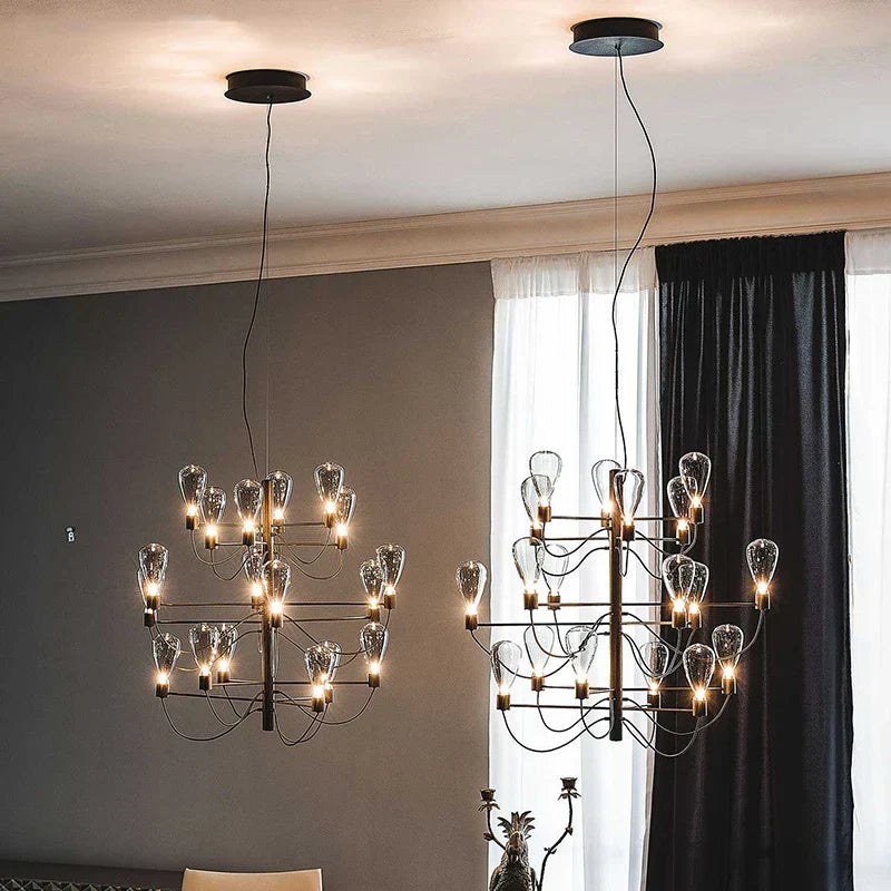 DecorBites™ Contemporary Iron Glass Chandelier for Stylish Foyer Lighting