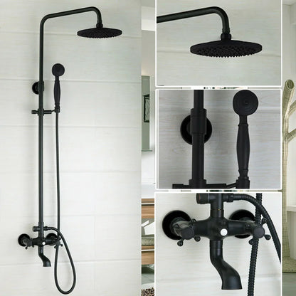 DecorBites™ 8" Black Rain Shower Head Set with Hand Spray and Mixer Faucet