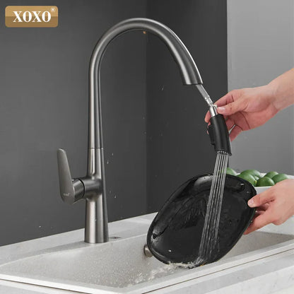 DecorBites™ Black Single Handle Pull Out Kitchen Faucet Swivel 360° Water Mixer Tap