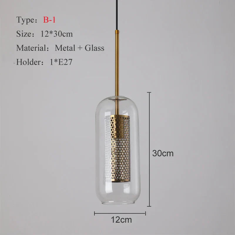 DecorBites™ Ball Glass Pendant Light Modern Kitchen Dining Living Room Fixture