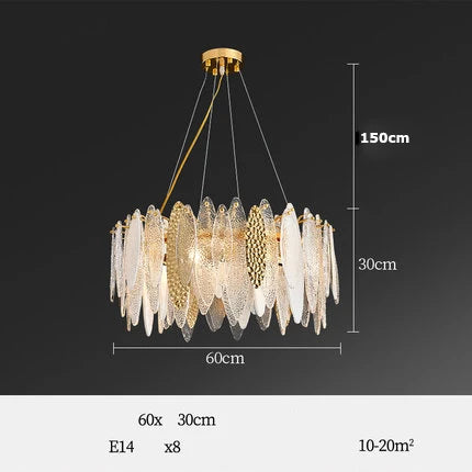 DecorBites™ Art Deco Glass Iron LED Chandelier for Dinning Room
