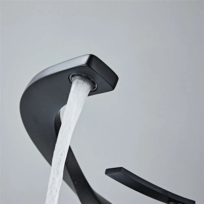 DecorBites™ Black Basin Faucet Brushed Gold Bathroom Mixer Tap Hot Cold Lavotory Chrome