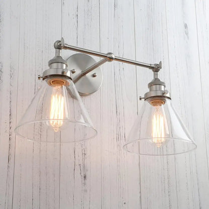 DecorBites™ Funnel Glass Metal Wall Light Double Heads Sconce Lamp Fixtures