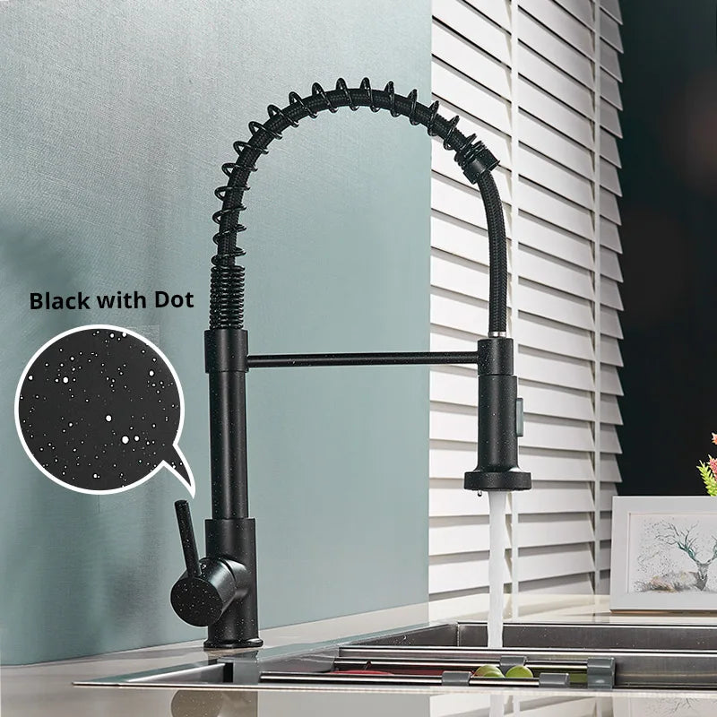 DecorBites™ Brushed Nickel Pull Down Kitchen Faucet - 360° Rotation Hot Cold Water Mixer