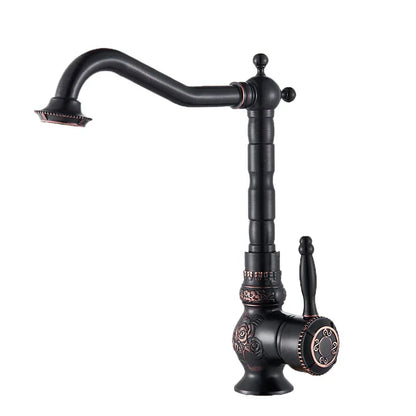 DecorBites™ Antique Brass Bathroom Sink Faucet Mixer, Single Handle Hot Cold Water Tap