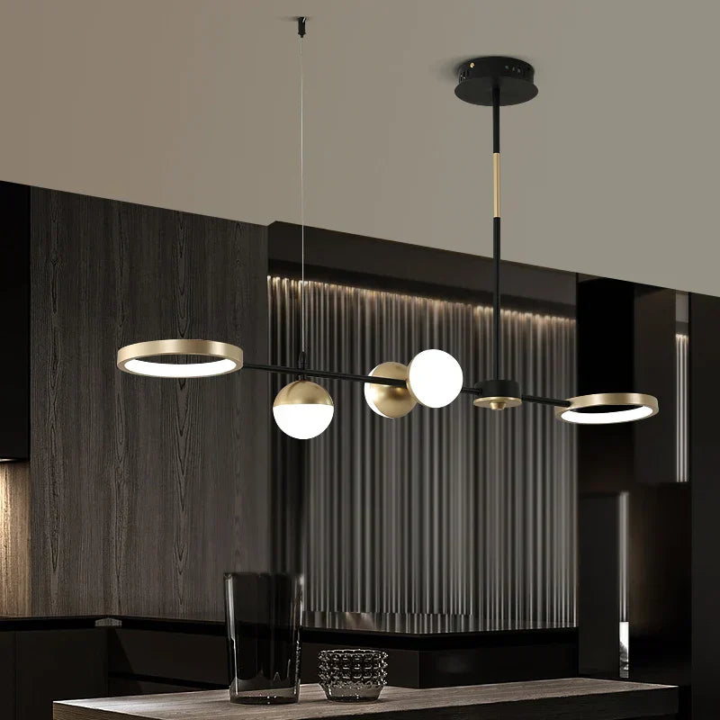 DecorBites™ Black Gold Minimalist Chandelier for Dining Room Home Decor