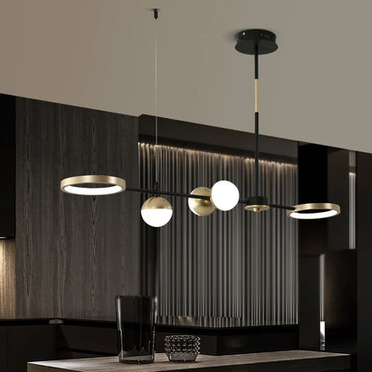 DecorBites™ Black Gold Minimalist Chandelier for Dining Room Home Decor
