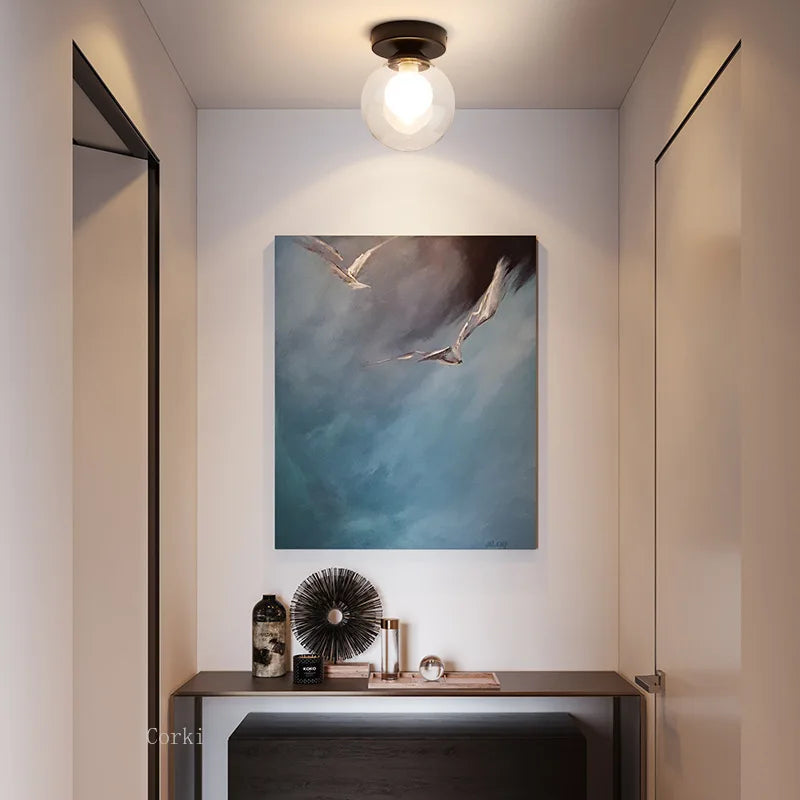DecorBites™ Glass Ball Ceiling Light: Modern Nordic Style, Creative Round Lamp for Home Decor.