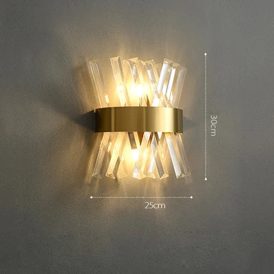 DecorBites™ Art Deco LED Stainless Steel Crystal Wall Sconce, Bedroom Corridor Golden Black Wall Light