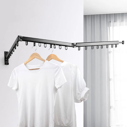 DecorBites™ Aluminum Clothing Hanger Organizer Rack Black Foldable Laundry Drying Rack