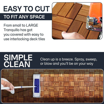 Tranquillo Solid Wood Premium Deck Tiles set 10 for Stylish Outdoor Spaces