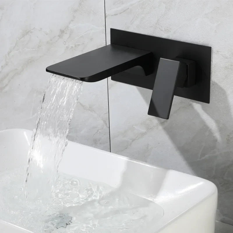 DecorBites™ Blanoir Solid Brass In-Wall Black and Brushed Gold Basin Faucet Mixer Tap