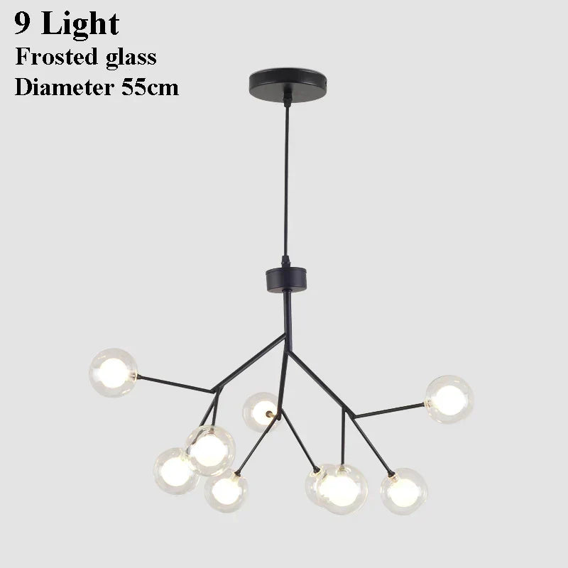 DecorBites™ LED Glass Ball Branch Chandelier | Modern Firefly Art Decor Lighting