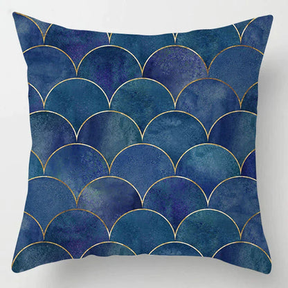 DecorBites™ Blue Geometric Marble Stripe Line Pillowcases for Car Sofa Decor