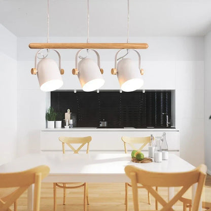 DecorBites™ 3-Light Wooden Iron Art Pendant Lamp for Dining Living Room Restaurant