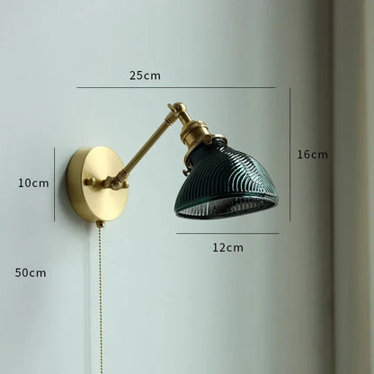 DecorBites™ Glass LED Bathroom Mirror Light Pull Chain Copper Wall Sconce