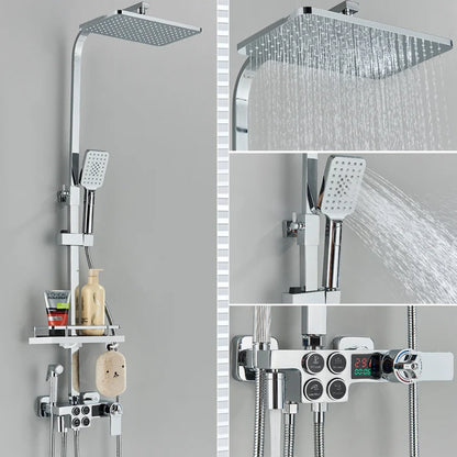 DecorBites™ Black Thermostatic Digital Shower Faucet Set 4-way Mixer Bidet Tap for Bathroom