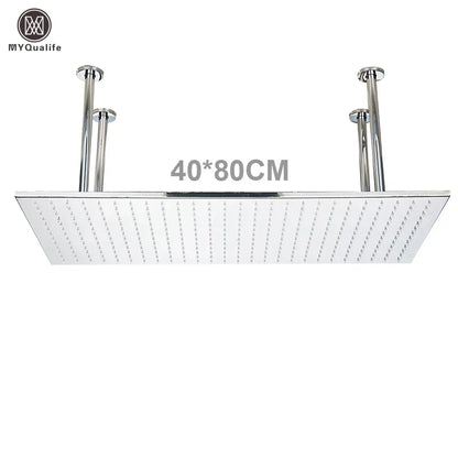 DecorBites™ 16"x32" LED Rainfall Shower Head - Color Changing Luxury Square Design