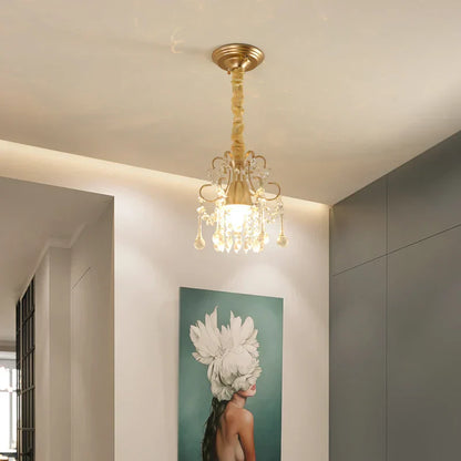 DecorBites™ Gold Crystal Round Ceiling Chandelier for Living Room LED Light Fixtures