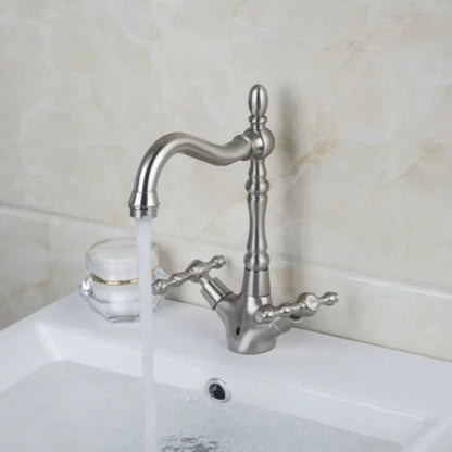 DecorBites™ Antique Brass Dual Handle Swivel Sink Faucet Rotated Mixer Tap