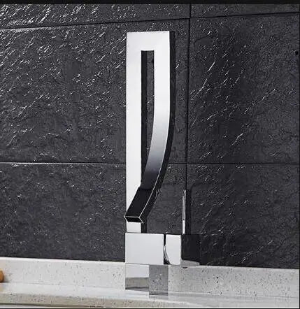 ™ Gold Brass Square Basin Faucet Single Handle Deck Mounted Bathroom Sink Mixer