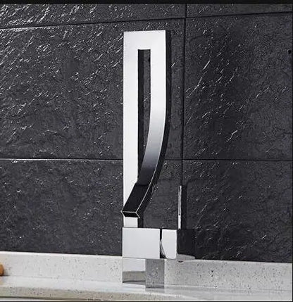 ™ Gold Brass Square Basin Faucet Single Handle Deck Mounted Bathroom Sink Mixer