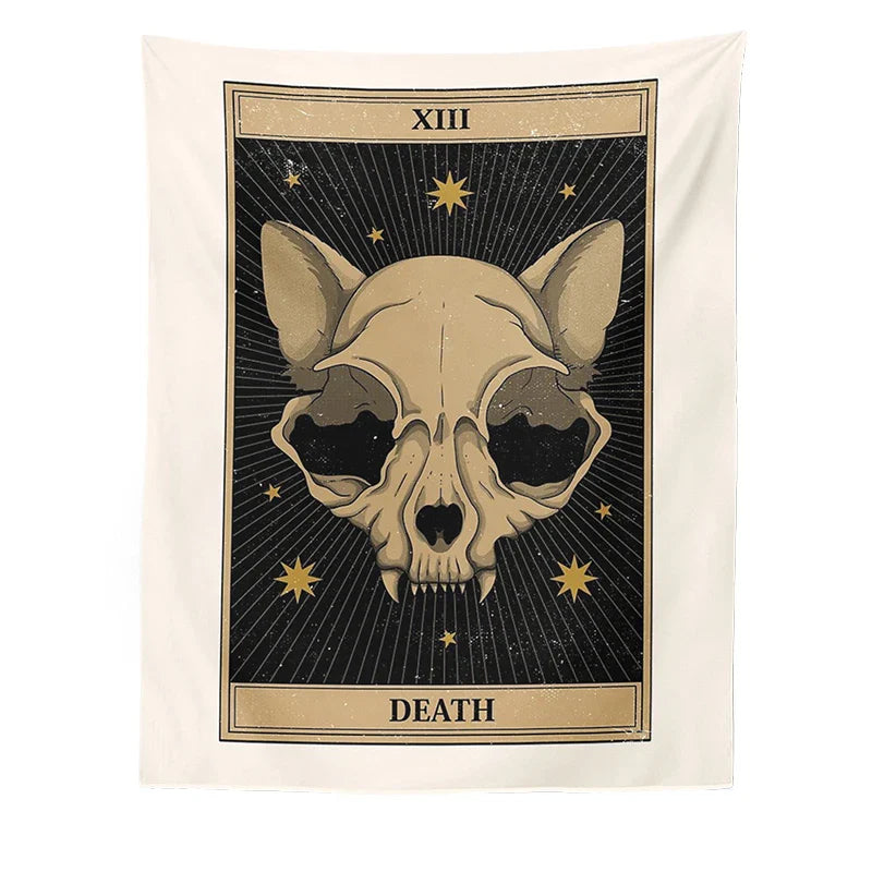 DecorBites™ Cat Divination Tarot Card Tapestry Moon Phase Wall Hanging Décor