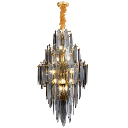 DecorBites™ Art Deco Glass Iron LED Chandelier for Dinning Room