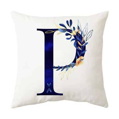 DecorBites™ Blue Alphabet Flower Letter Pillowcase for Home Decor