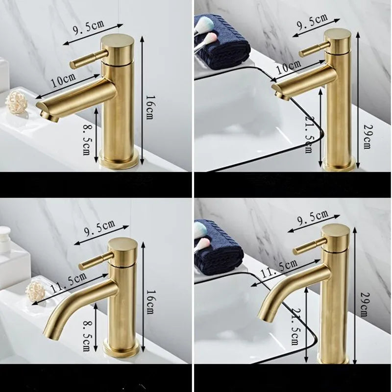 DecorBites™ Brushed Gold Bathroom Basin Faucet, Single Handle Deck Mounted Mixer Tap