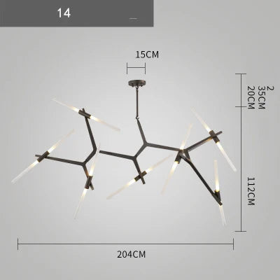 DecorBites™ Branch Suspension Pendant Light - Gold Black G9 LED Iron Glass Fixture