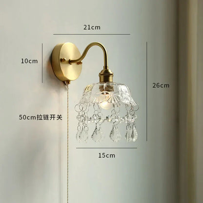 DecorBites™ Copper Wall Sconce Glass Nordic Wall Lamp LED Pull Chain Switch