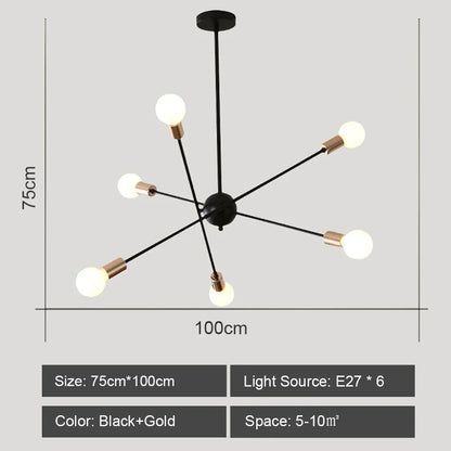 DecorBites™ LED Ceiling Chandelier: Modern & Industrial Sputnik Style for Living Room & Bedroom
