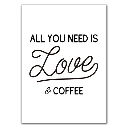 DecorBites™ "Awakened Aromas" Canvas Print - Nordic Black & White Coffee Quotes