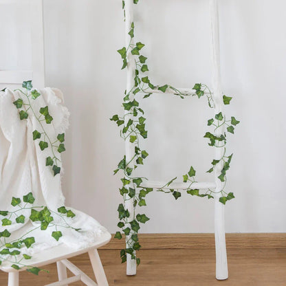 DecorBites™ Artificial Hanging Christmas Garland Green Silk Leaves for Home Wedding Garden