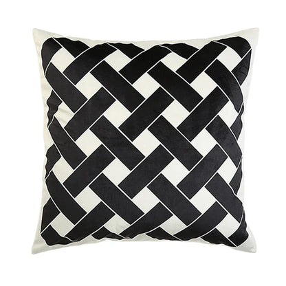 DecorBites™ Intersecting Geometric Velvet Printed Cushion Cover - Modern Nordic Sofa Decor 50x50cm